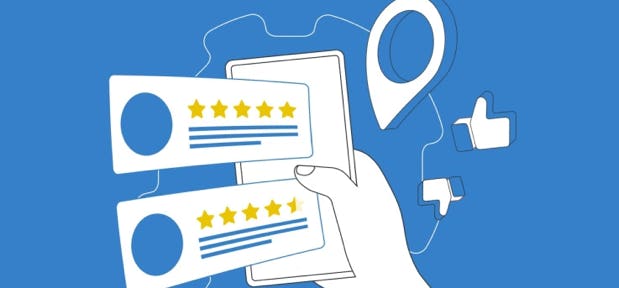 Illustration d’une main tenant un smartphone affichant des avis clients à cinq étoiles, symboles de satisfaction, avec des icônes de localisation et de réseaux sociaux. Cette image accompagne les témoignages positifs sur les soins prodigués au cabinet Terre de Shiatsu Lyon 5e, reflétant la qualité et la bienveillance du praticien.